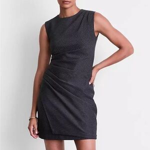 2 Petite LOFT Versa Ruched Ponte Mini Dress in Pinstripe
